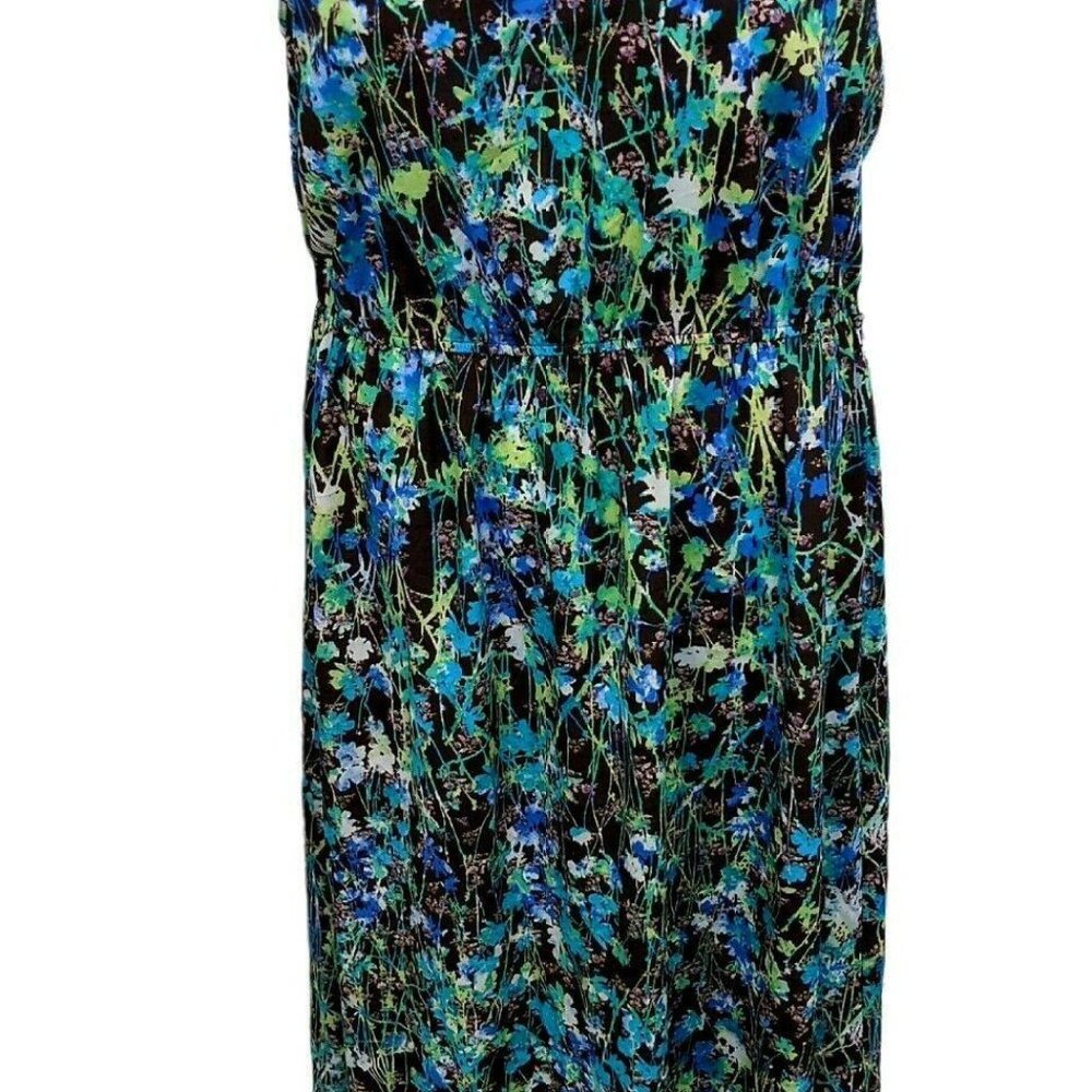 Delusional Blue and Brown Sleeveless Maxi Dress L